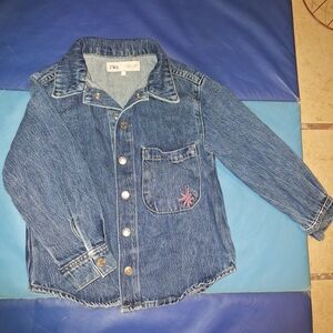 Zara Kids Denim Jacket with Embroidered Pocket